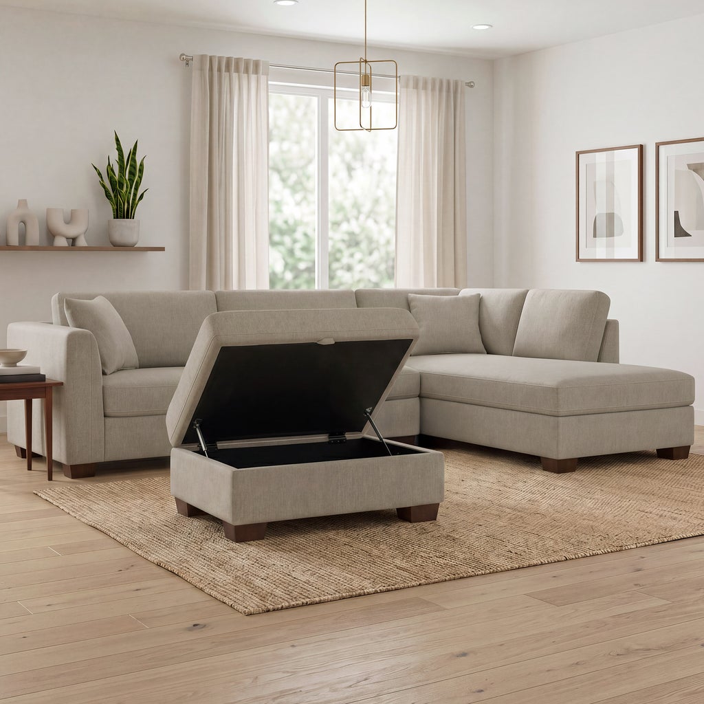 Thomasville Walsen 3-Piece Sectional with Storage Ottoman — Retail reference photo — not our actual unit