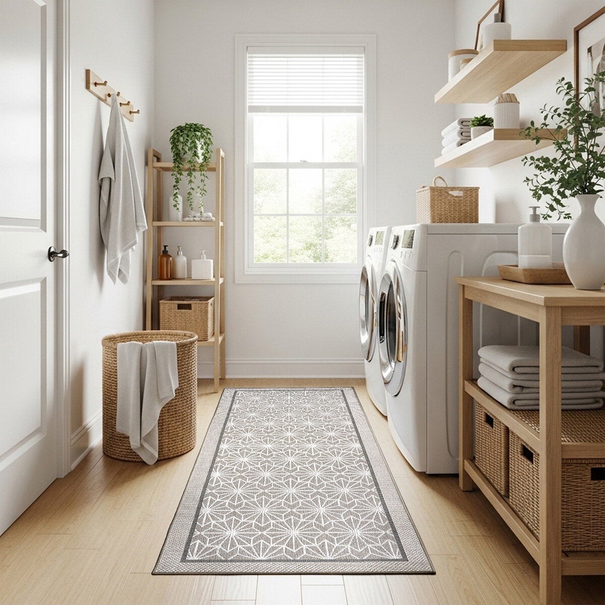 Kensington Utility Runner — Costco Mexico Kensington collection example with star-pattern runner; actual lot design and color unverified.