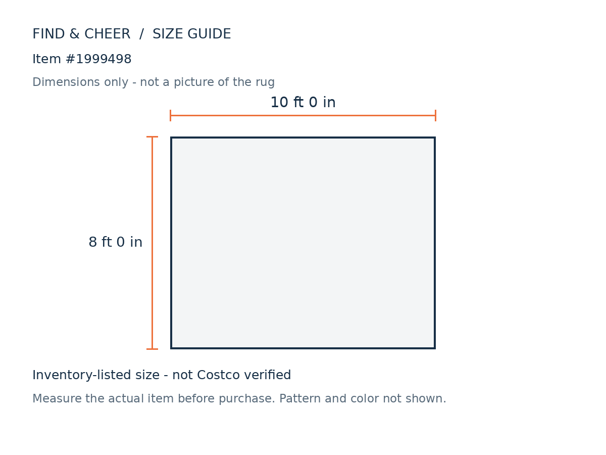 Vintage Boxed 8x10 Rug — Reference measurement diagram