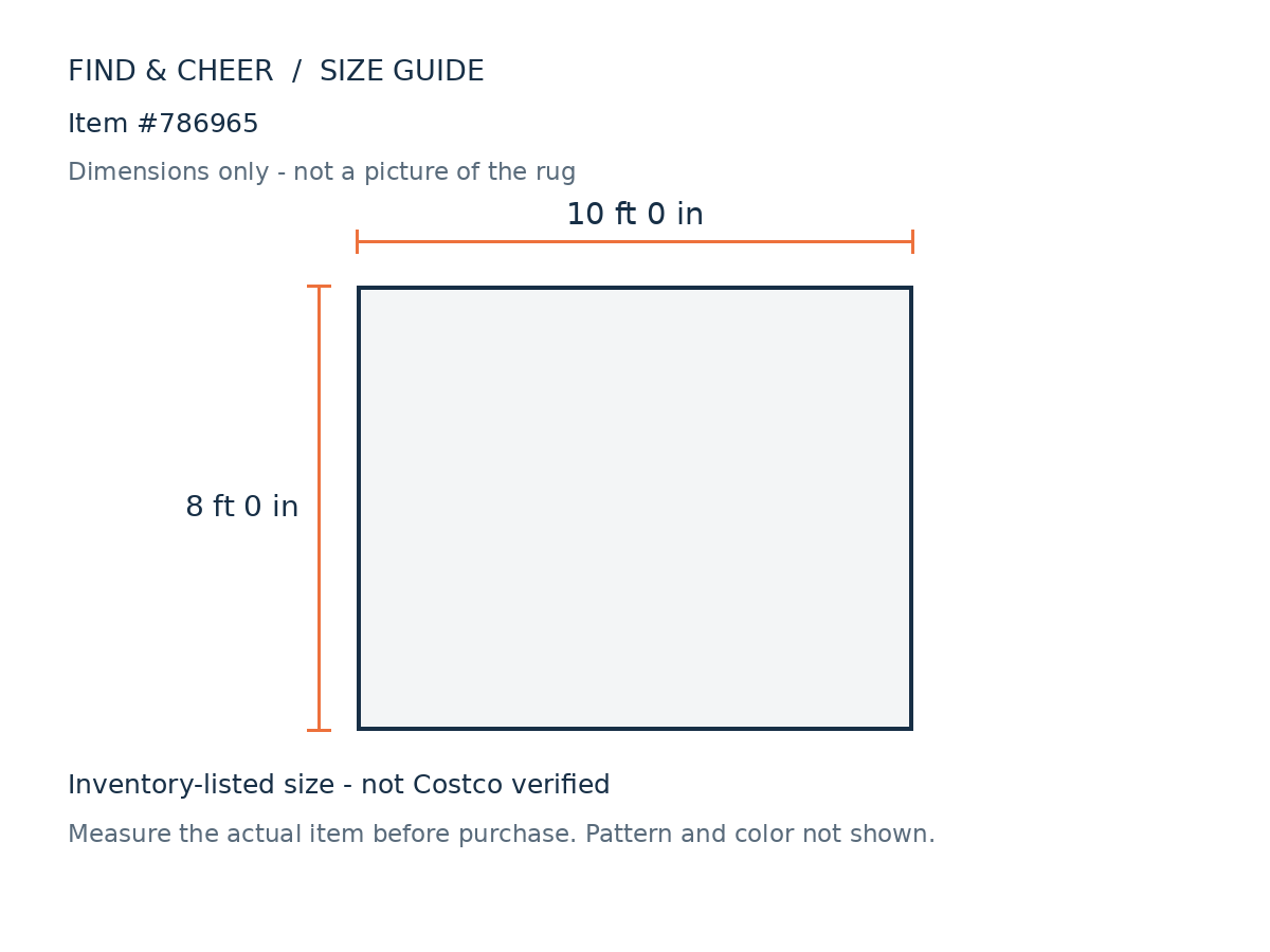 All Surface Rug Pad 8x10 — Reference measurement diagram
